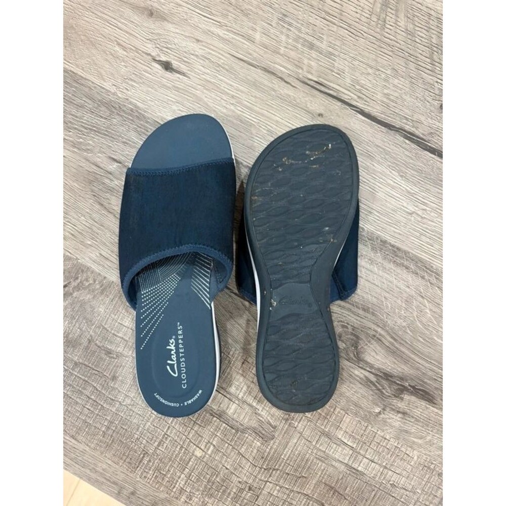 Clarks Cloudsteppers Arla Nora Navy Comfort Slide Sandals Women’s Size 8 - Picture 4 of 4